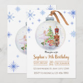 Sneeuwbal Notenkraker Winter Verjaardag Uitnodigin Kaart (Voorkant / Achterkant)