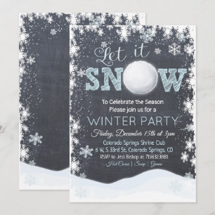 Sneeuwbal Sneeuwvlokken Winterfeest Uitnodiging