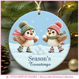 Sneeuwbal Vogels Gepersonaliseerde Foto Kerstmis Keramisch Ornament