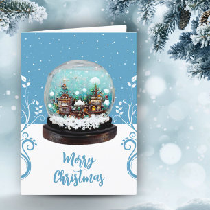 Sneeuwbal Winterdorp Klimplant Kerstmis Feestdagen Kaart