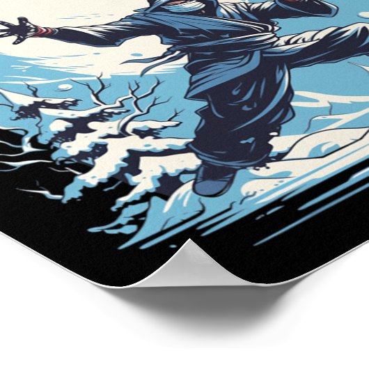 Sneeuwbal wintersport met ninja's voor sneeuwballe poster (Hoek)