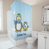 Sneeuwbalende pinguïns douchegordijn (In situ)