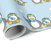 Sneeuwbalende pinguïns inpakpapier (Rol Hoek)