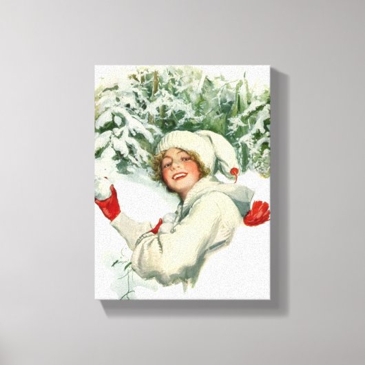 Sneeuwbalgevecht (door Harrison Fisher) Canvas Afdruk (Voorkant)