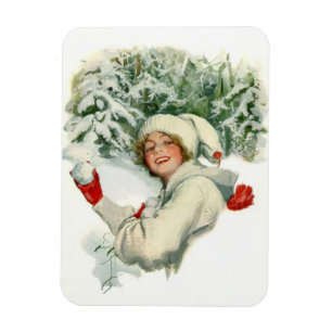Sneeuwbalgevecht (door Harrison Fisher) Magneet