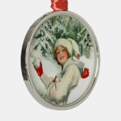 Sneeuwbalgevecht (door Harrison Fisher) Metalen Ornament (Rechts)