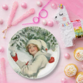 Sneeuwbalgevecht (door Harrison Fisher) Papieren Bordje (Feest)