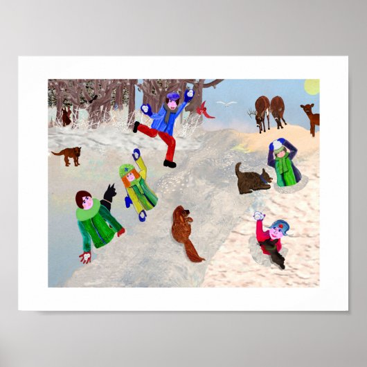 Sneeuwbalgevecht LeeMarie's Creative Design Poster (Voorkant)