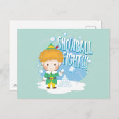 Sneeuwbalgevecht met Buddy de Elf! Feestdagenkaart (Voorkant / Achterkant)
