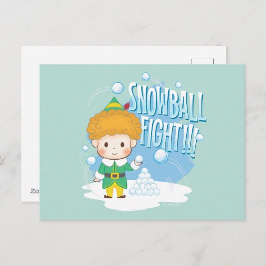 Sneeuwbalgevecht met Buddy de Elf! Feestdagenkaart (Voorkant / Achterkant)