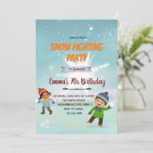Sneeuwbalgevecht verjaardagsuitnodiging kaart (Staand voorkant)