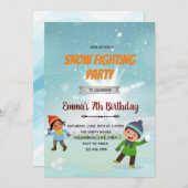 Sneeuwbalgevecht verjaardagsuitnodiging kaart (Voorkant / Achterkant)