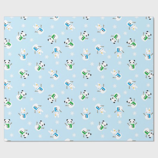 Sneeuwbalken en sneeuwpannen cadeaupapier (Vlak)