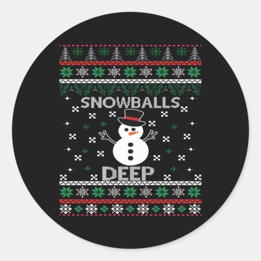 Sneeuwballen Diepe Sneeuw Ronde Sticker (Voorkant)