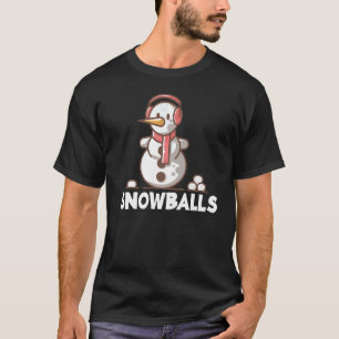 Sneeuwballen Happy Slachend Snowman Snowball Fight T-shirt