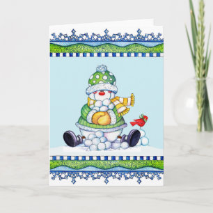 Sneeuwballen maken - Wenskaart Feestdagen Kaart