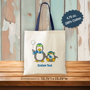 Sneeuwballende pinguïns boodschappentas tote bag