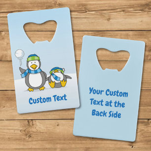 Sneeuwballende pinguïns creditcard flesopener creditkaart flessenopener