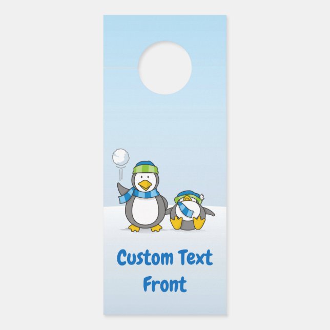 Sneeuwballende Pinguïns Deur Hanger (Voorkant)