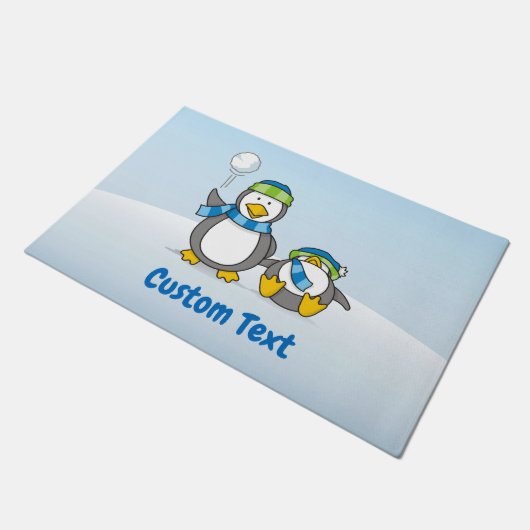 Sneeuwballende Pinguïns Deurmat (Schuin)
