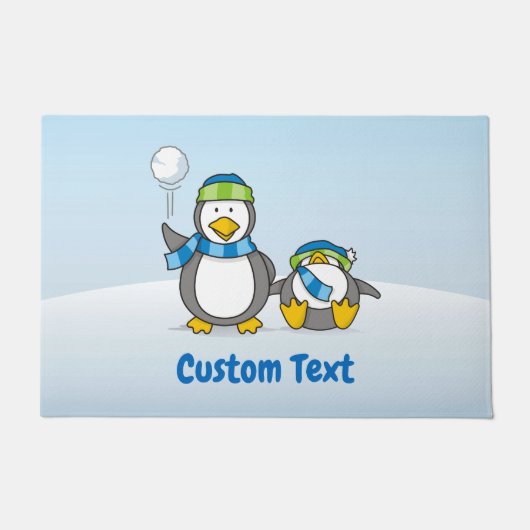 Sneeuwballende Pinguïns Deurmat (Voorkant)