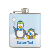 Sneeuwballende pinguïns fles heupfles (Voorkant)