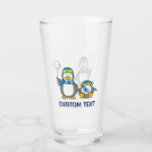 Sneeuwballende pinguïns glas (Achterkant)
