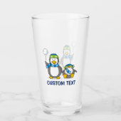 Sneeuwballende pinguïns glas (Voorkant)