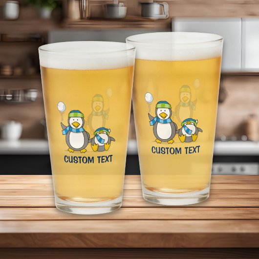 Sneeuwballende pinguïns glas