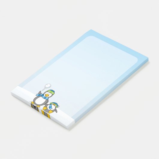 Sneeuwballende pinguïns post-it® notes (Schuin)