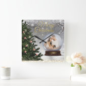 Sneeuwbalmonogram Naam Familie Vierkante Klok (Huis)