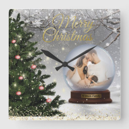 Sneeuwbalmonogram Naam Familie Vierkante Klok