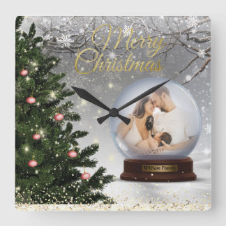 Sneeuwbalmonogram Naam Familie Vierkante Klok