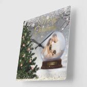 Sneeuwbalmonogram Naam Familie Vierkante Klok (Hoek)