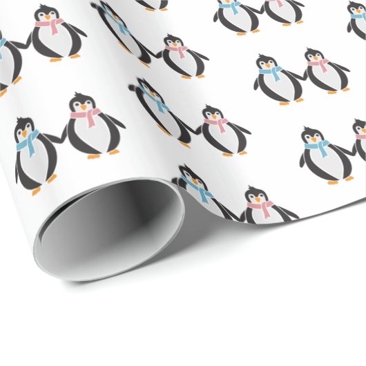 Sneeuwbalpinguïns Verpakkingspapier Cadeaupapier (Rol Hoek)