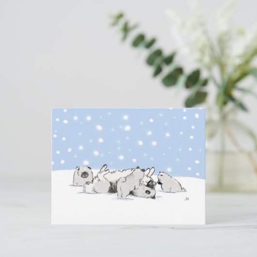 Sneeuwbalvakantie Briefkaart (Staand voorkant)