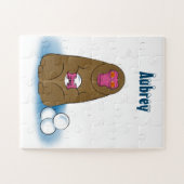 Sneeuwbalwedstrijd Voetbal Kinder gepersonaliseerd Legpuzzel (Horizontaal)