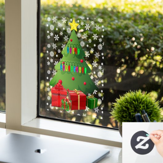 Sneeuwbalwinkel voor Kerstmis, 8x11 Vinyl Raamsticker (Kantoor)