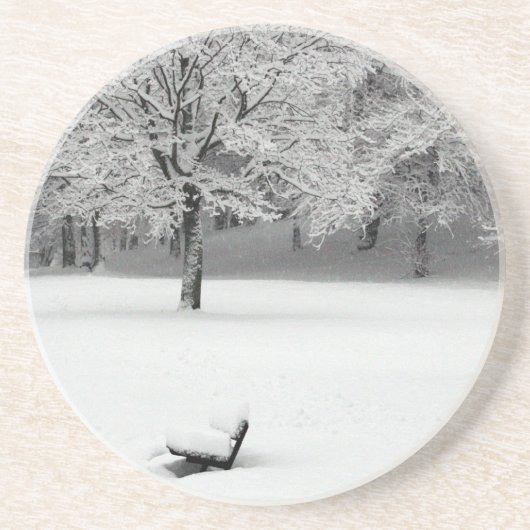 Sneeuwbank en bomen zandsteen onderzetter (Voorkant)