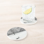 Sneeuwbank en bomen zandsteen onderzetter (Zijkant)