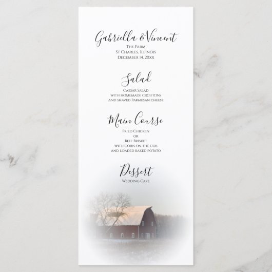 Sneeuwbedekkend winterlandwentelingsmenu menu (Voorkant)