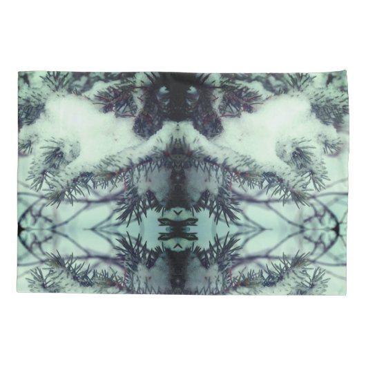 Sneeuwbedekkende pijnnaalden WinterNatuur Abstract Kussensloop (Achterkant)