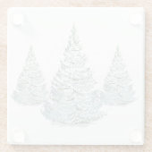 Sneeuwbedekkende Spruce Trees Illustratie Glazen Onderzetter (Achterkant)