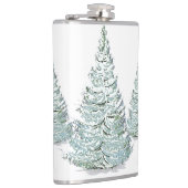 Sneeuwbedekkende Spruce Trees Illustratie Heupfles (Rechts)