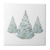Sneeuwbedekkende Spruce Trees Illustratie Tegeltje (Voorkant)