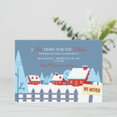 Sneeuwbedekkende woningen die aankondigingen verpl (Staand voorkant)