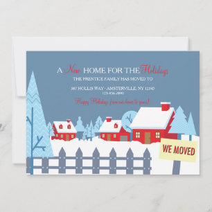 Sneeuwbedekkende woningen die aankondigingen verpl