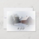 Sneeuwbedekking Barn en Silo Winter Wedding RSVP (Voorkant)