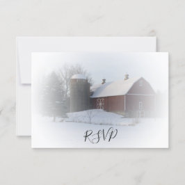 Sneeuwbedekking Barn en Silo Winter Wedding RSVP Kaartje