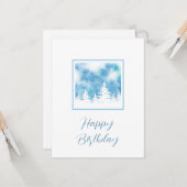 Sneeuwbedekking Blauwe Blauwgroen Waterverf Kaart (Voorkant / Achterkant in situ)